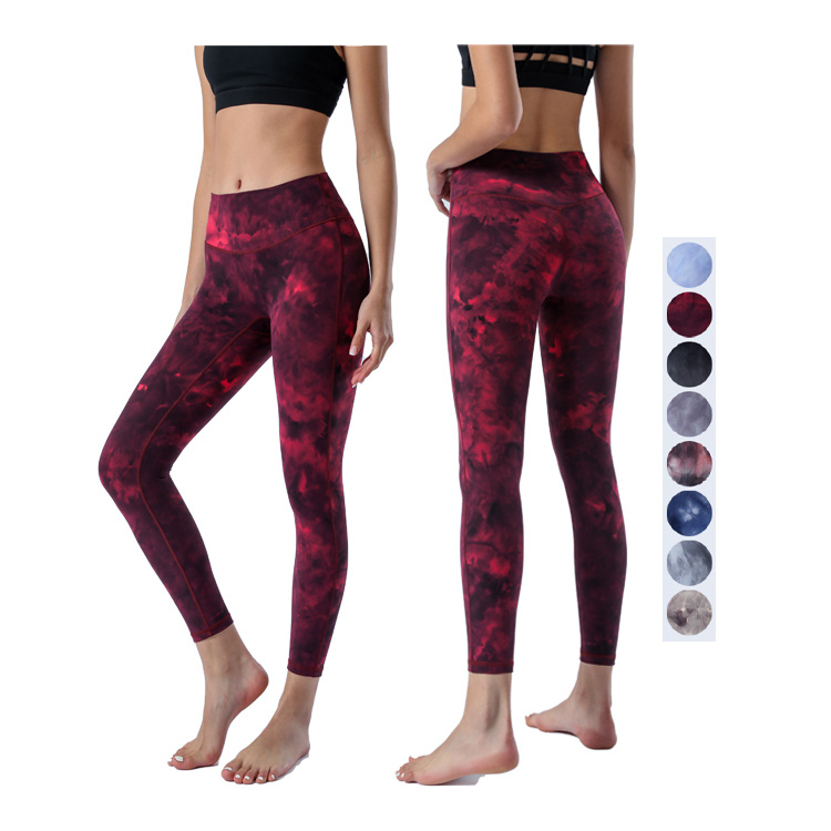 Customize Women's Fitness Yoga Wear High Waist Tights Butt Lift Yoga Pants Tie Dye Leggings