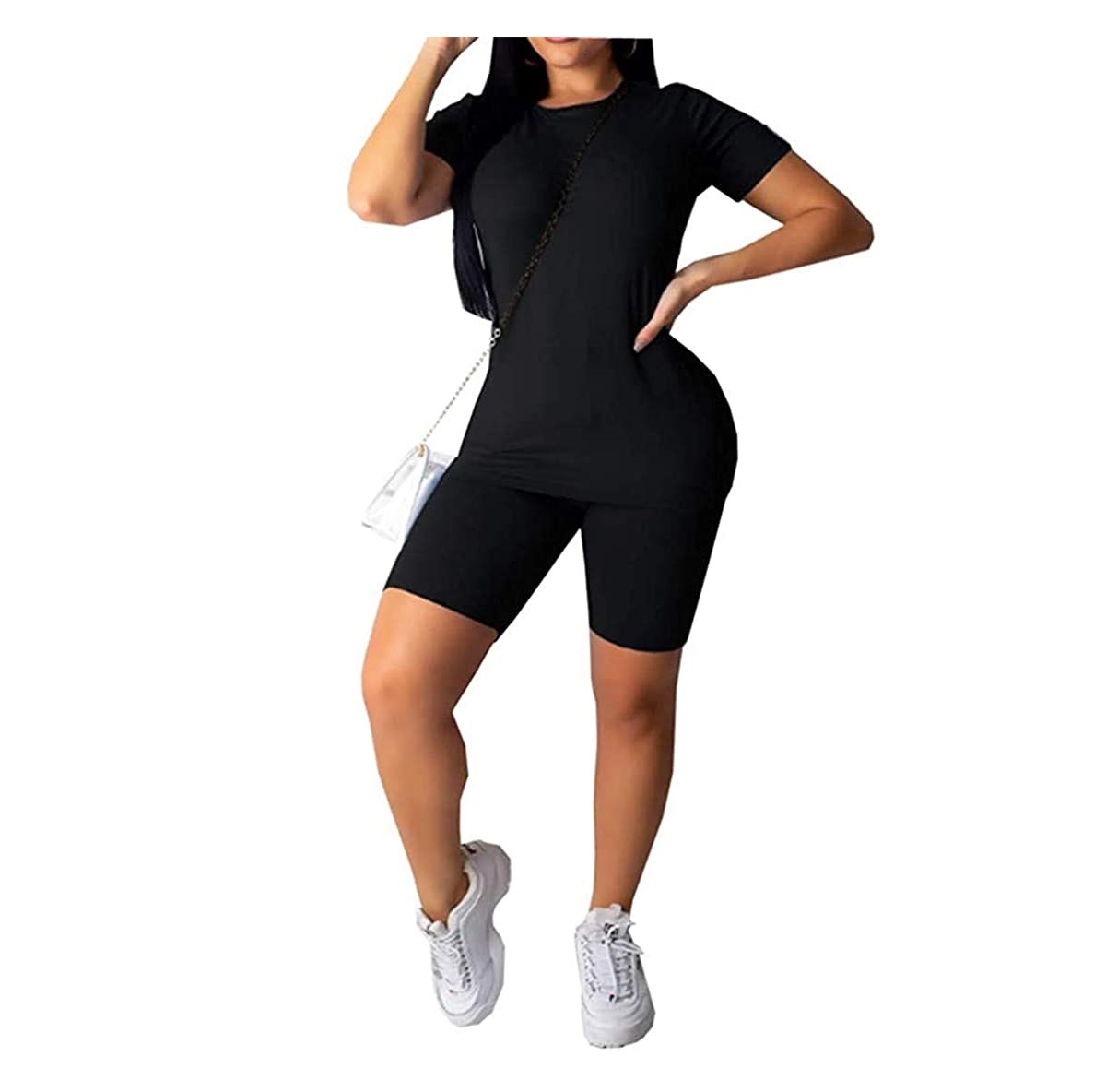 FREE SAMPLE Women 's Casual 2 Piece Outfits Solid Crop Top Short Pants Outfit Sports Yoga Suit Tracksuit Jumpsuits