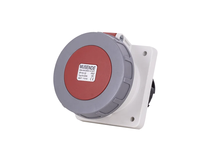 Concealed straight socket 63A 5 pole IP67