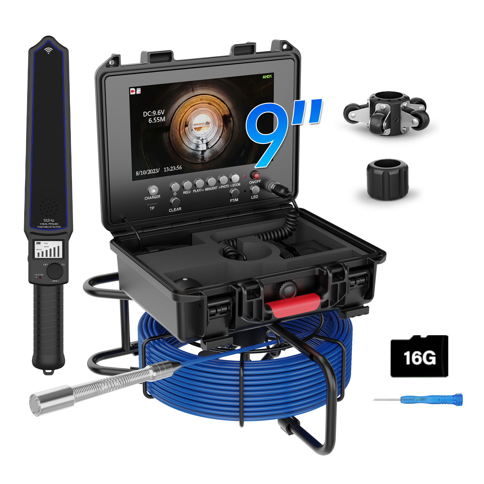 Sewer Pipe Inspection Camera 9" IPS 1080P Screen