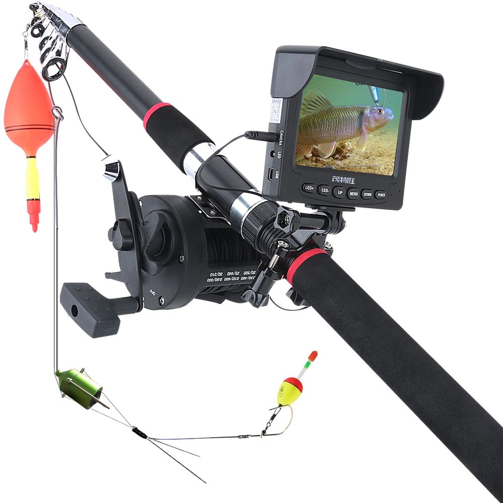 4.3inch Visual Fish Finder, equipped with a metal sea wheel and a 3.6m fishing rod