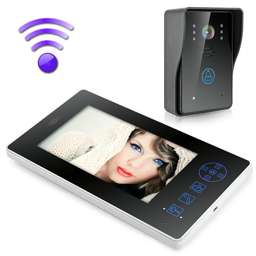 Video Door Bell, 2.4GHz Wireless 7''Touch Key Screen Video Door Phone