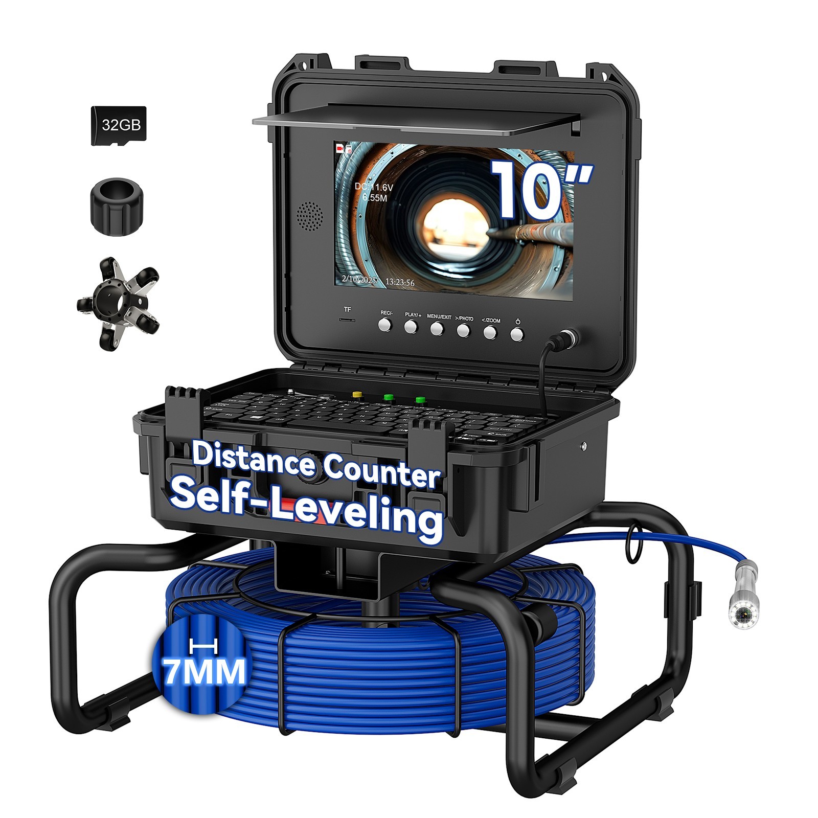 10inch IPS Sewer Pipe Inspection Camera With Keyboard Meter Counter