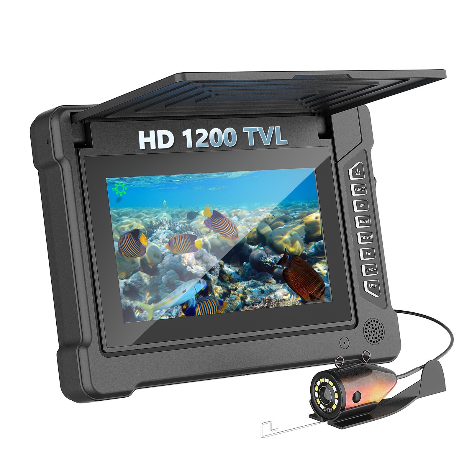 水下探鱼器钓鱼摄像头 7 英寸 200TVL，用于海洋区域鱼类探测