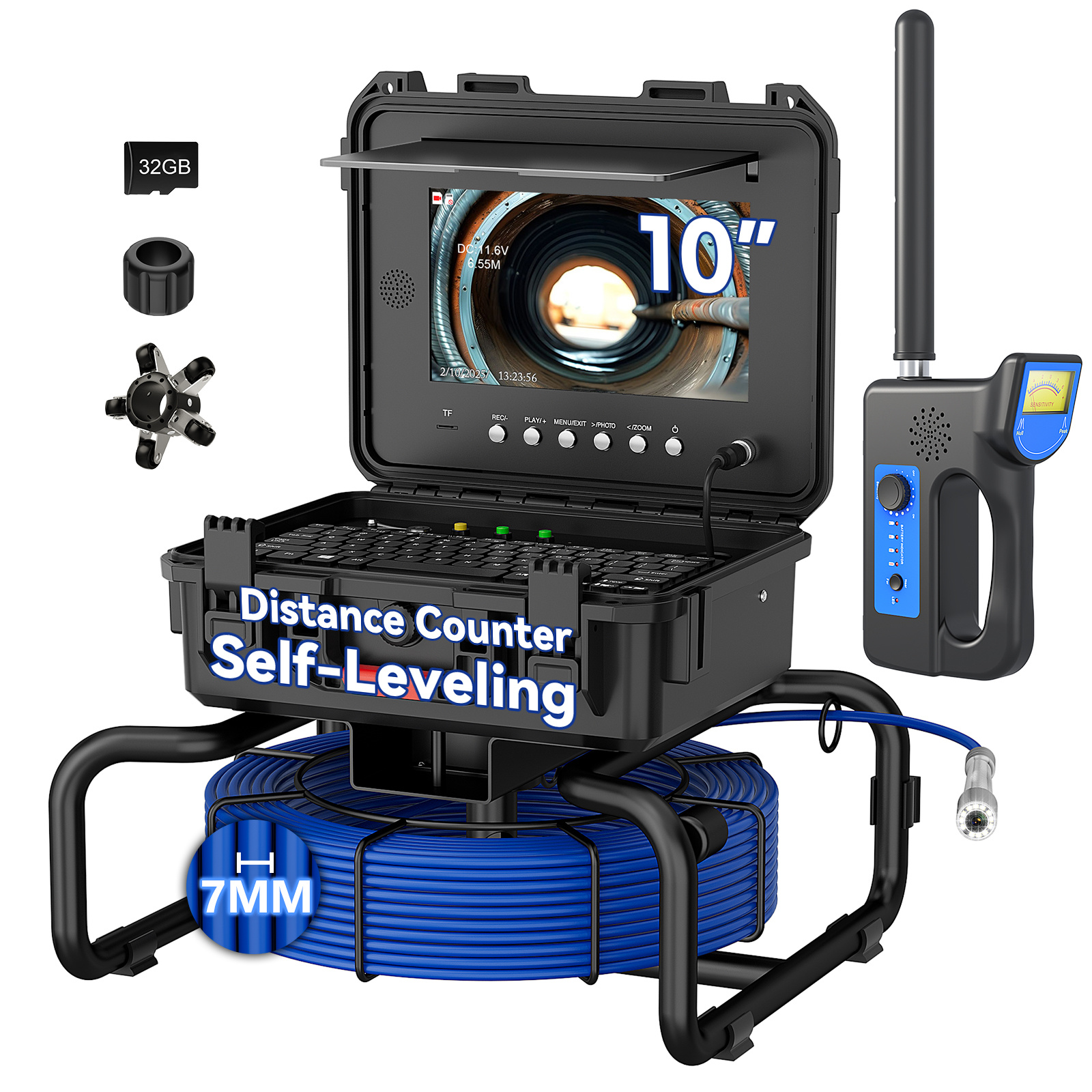 10inch IPS Sewer Pipe Inspection Camera 512hz Locator AHD 1080P