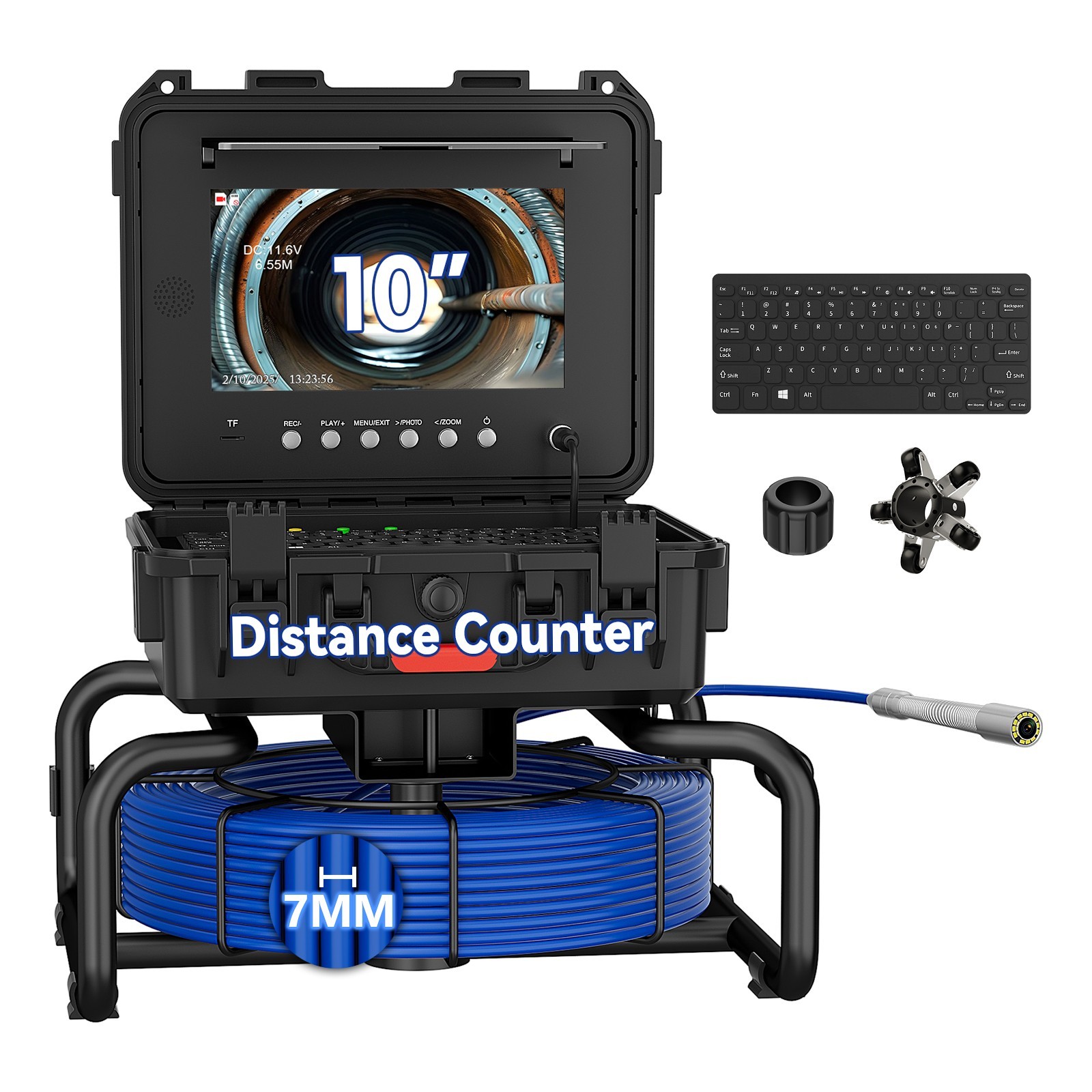 10inch IPS Sewer Pipe Inspection Camera With Keyboard Meter Counter