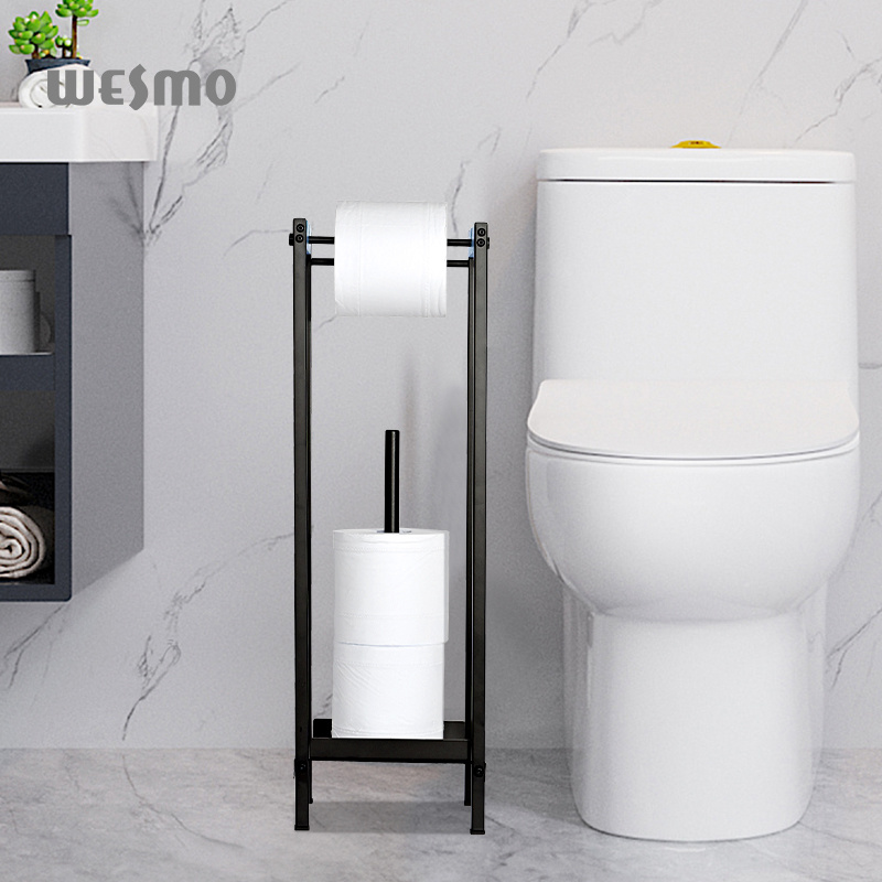 Multifunction Modern Iron Roast Black+Wood Floor Tissue Roll Holder Bath Items Resin Paper Tissue Holder