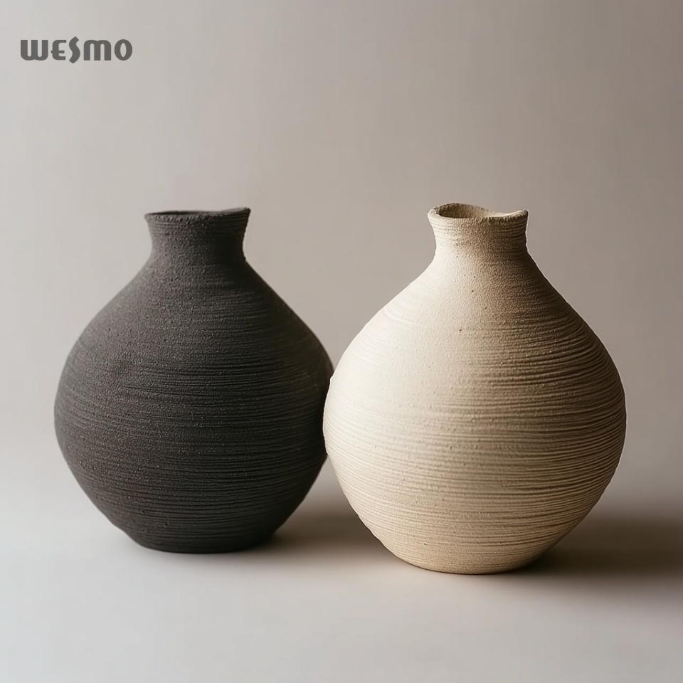 Balance in Contrast – Duo Texture Clay Vases