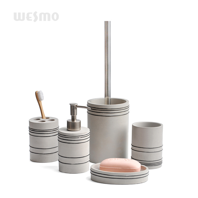 Modern white cement bathroom accessories decor bath set tooth holder