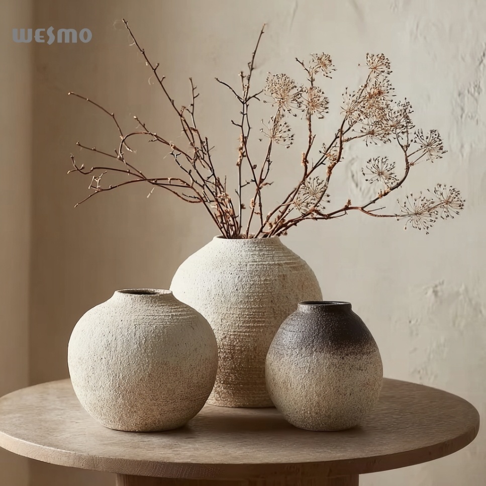 Earthen Poetry – Textured Ceramic Vase Set