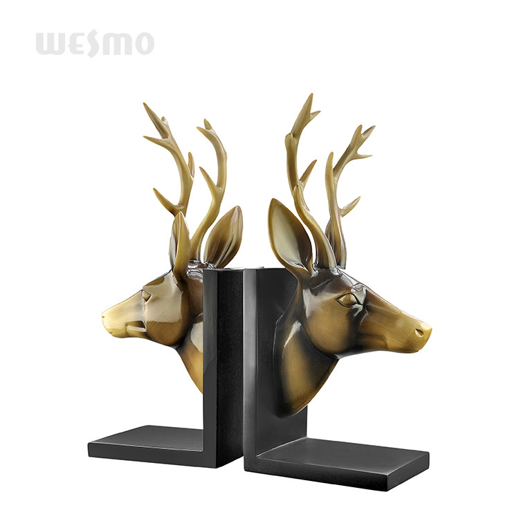Hot Sale Polyresin Garden Animal Sculpture Home Decoration Deer Head Bookends Set