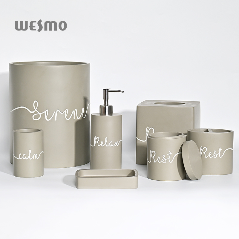 Modern Handmade Concrete Bath Items Cement Bathroom Accessories Decor Luxury Set