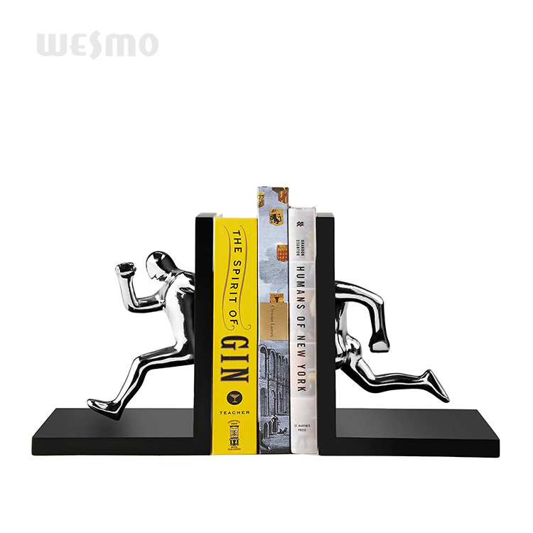 Home Ornament Resin Craft Figurines Silver Running Man Bookends Set Tabletop Statue