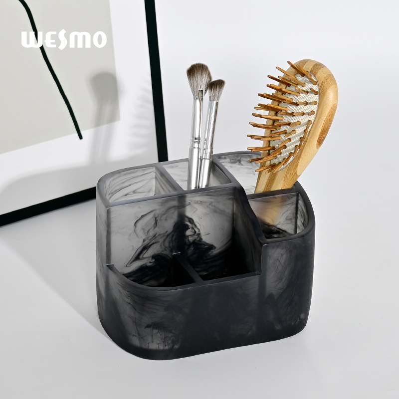 Bathroom Vanity Organiser Toothbrush Toothpaste Razor Beauty Instrument Holder Resin White Ink Toothbrush Holder