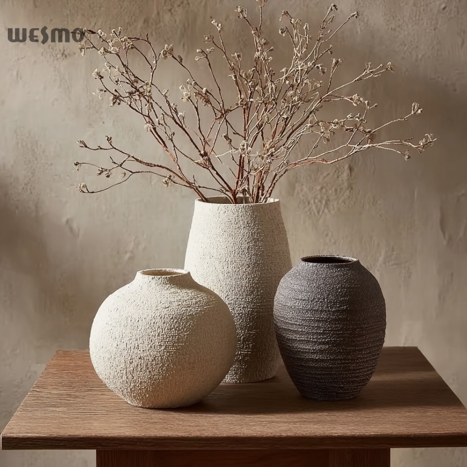 Whispers of Clay – Handcrafted Textured Vase Trio