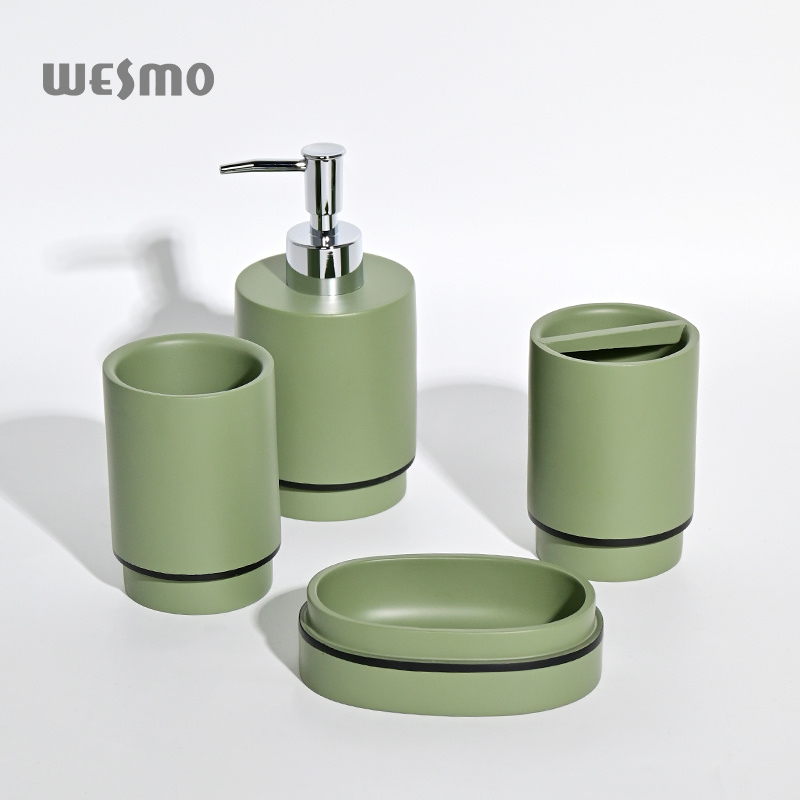 Spray-painted Paper Design Resin Tumbler Foam Soap Dispenser Bathroom Decor Luxury 4 Pieces Resin Bathroom Set