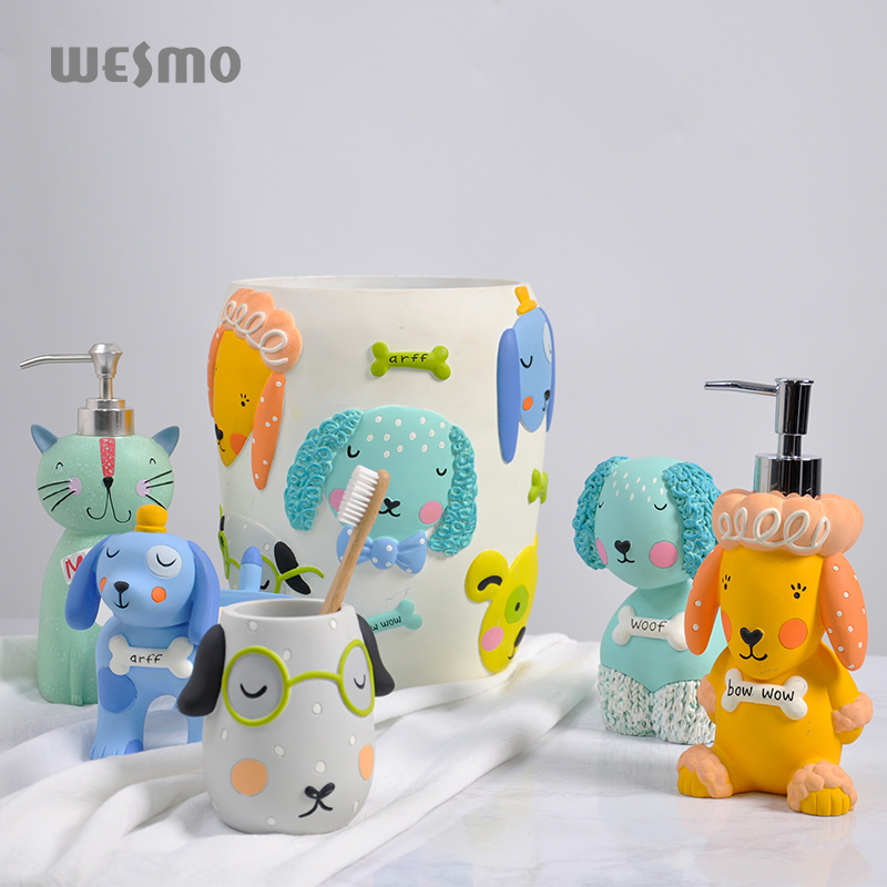 Cartoon kids bathroom soap dispenser accessories set