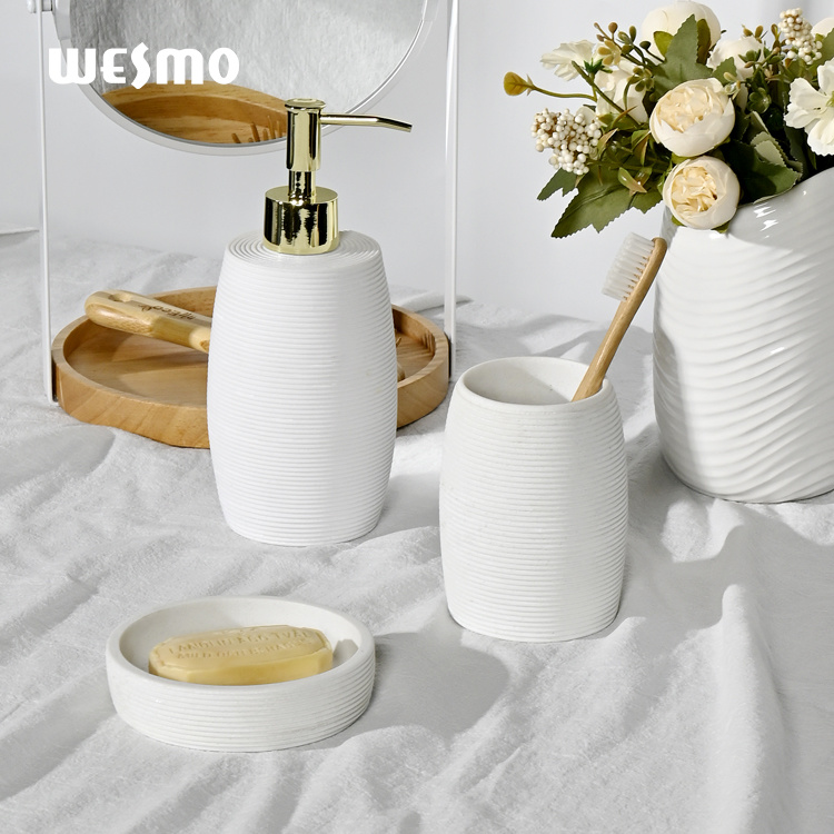 Modern bathroom accessories items luxury decor hotel bathroom set soap liquid dispenser set toothbrush holder set