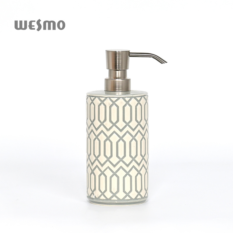 Hotel Porcelain Minimalist Design Ceramic Bathroom Accessories Set Foam Hand Liquid Bottle Soap Dispenser