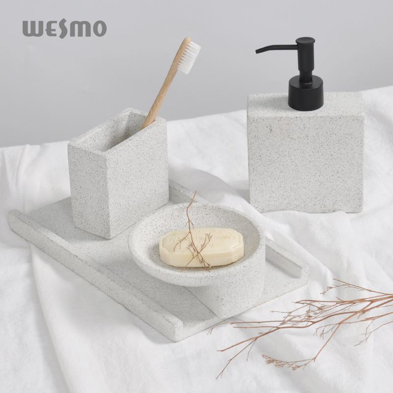 Simple style 4 pcs resin bathroom set accessories bath decoration
