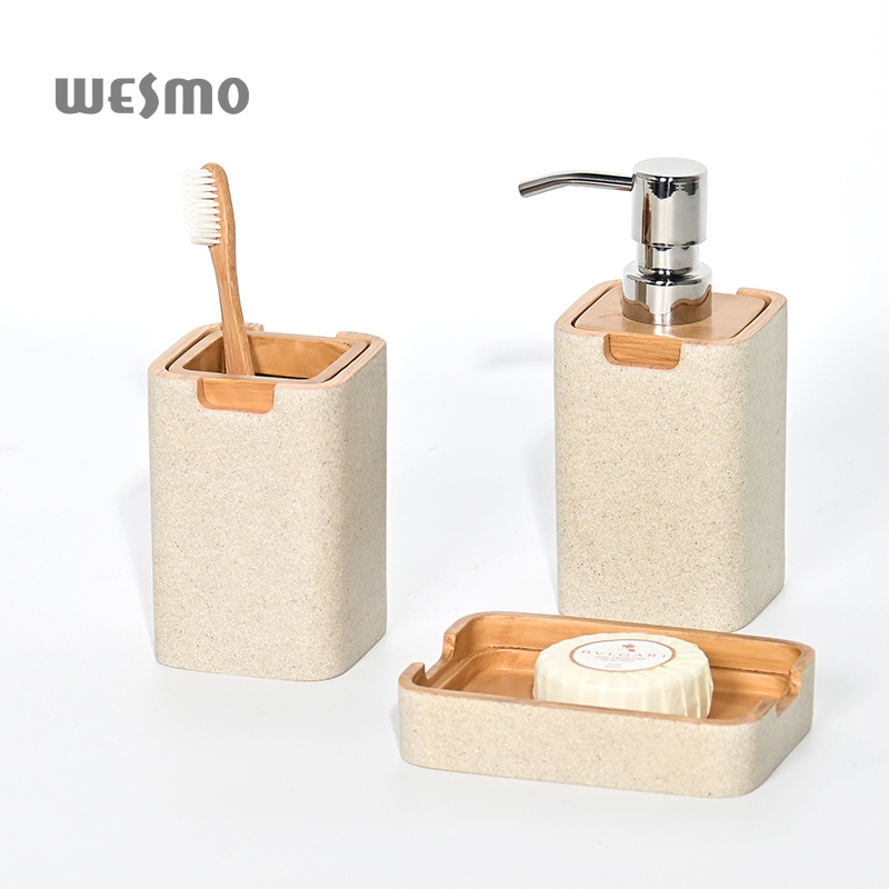 Wooden Washroom Bathroom Accessories Items Apartment Accessories Eco Friendly Bamboo Bathroom Accessories Set