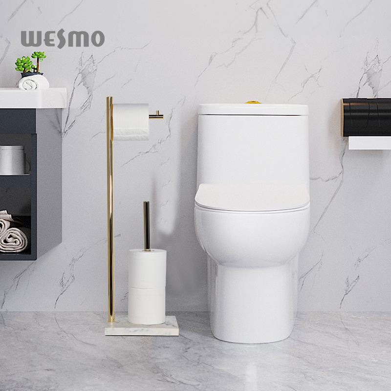 Brushed Gold Toilet Paper Holder With Stainless Steel Toilet Brush And Holder Set For Bathroom