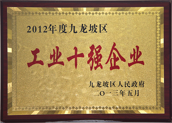 2012年度九龍坡區(qū)工業(yè)十強(qiáng)企業(yè)