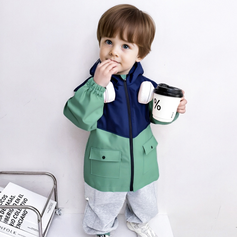 PU Regenbekleidung Kinderjacke - Polyurethan Kontrast Regenmantel für Outdoor-Spiel PP001
