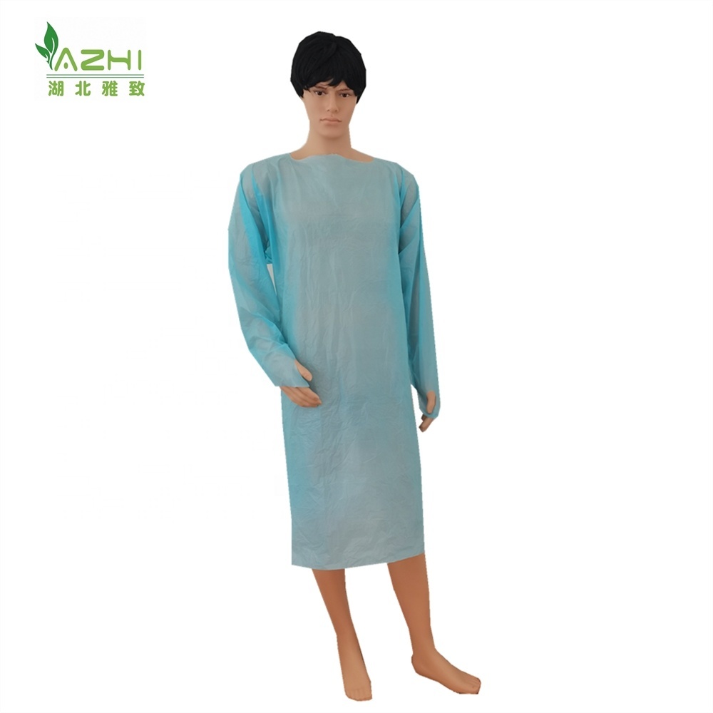 Disposable Overhead open Back CPE Isolation Gown  protective clothes in hospital