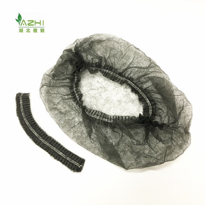 Factory supplier disposable hairnets black non woven clip cap