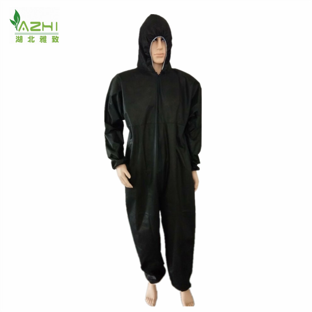 China manufacture protective clothing black non woven one time use