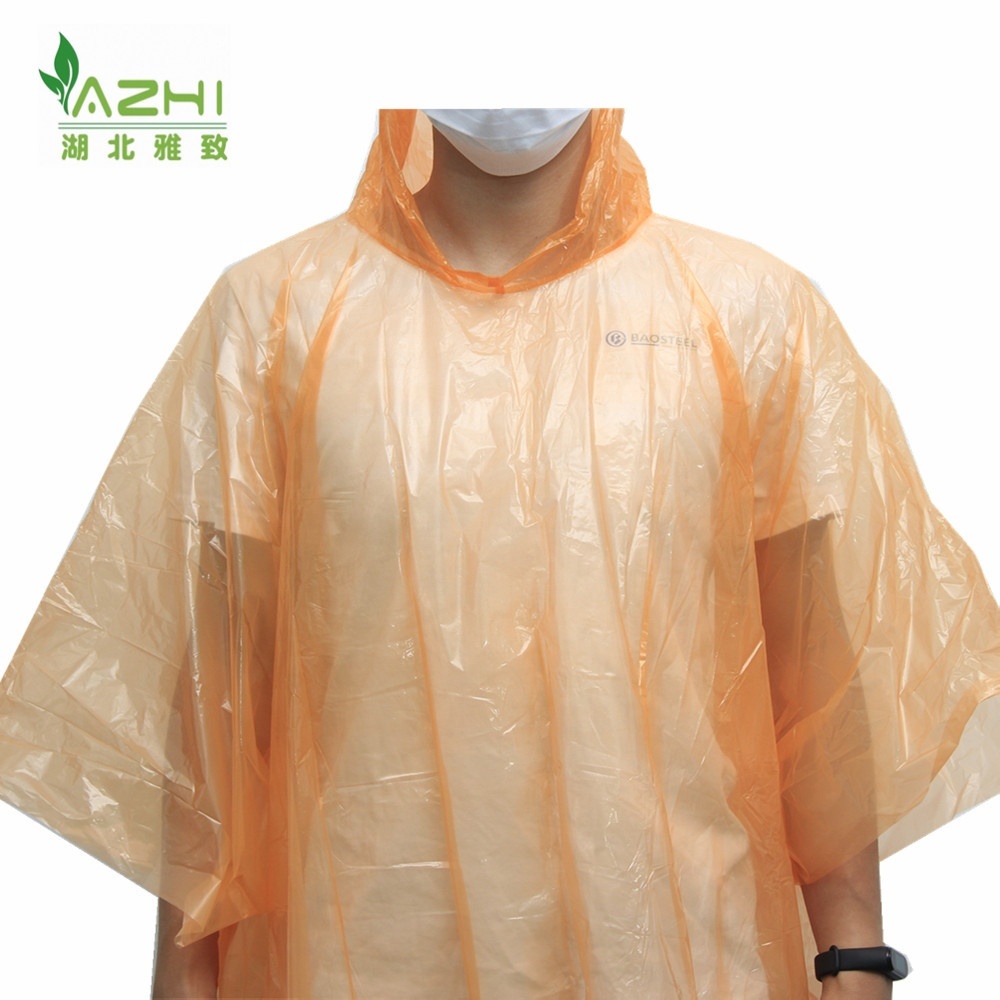 Hubei manufacturer Cheap rainwear disposable bike rain hooded poncho wholesale rain coat PE plastic raincoat