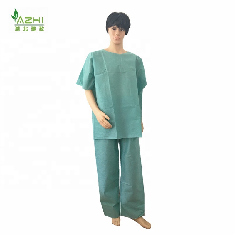 HOT for hospital Non Woven Disposable green Scrub Suits disposable patient  suits hospital scrub suits