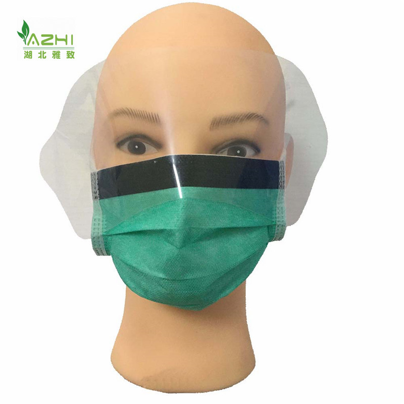Blue/Green colour Disposable Protection Anti-fog Face Masks/face mask with shield/surgeon mask hubeiyazhi non-woven product