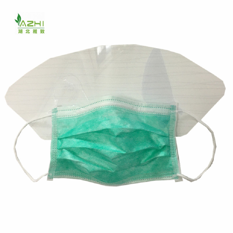 CE ISO approved face mask with shield anti-fog flat 3ply face mask medical with earloop green mask disposable manufacturer