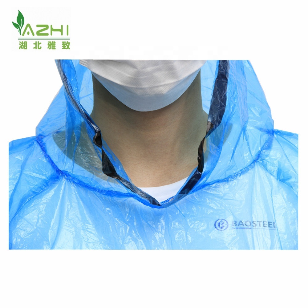 Disposal waterproof raincoat for adults biodegradable PE rain coat motorcycle hooded rain poncho
