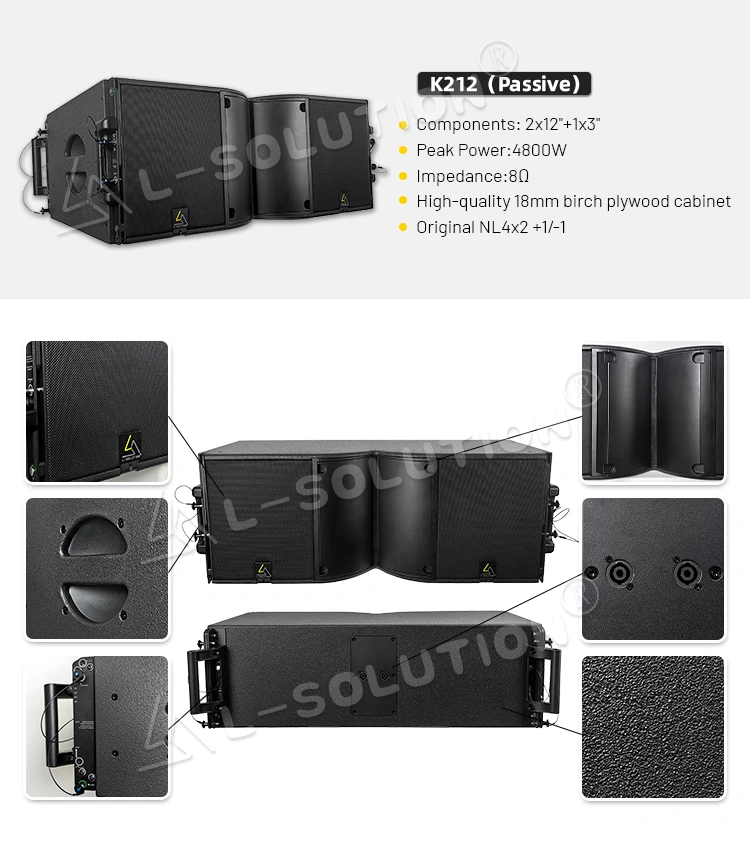 The K212 Live Performance System features a 2x12"+1x3" component configuration, delivers 4800W peak power handling @8Ω impedance, and is constructed with a high-quality 18mm birch plywood cabinet equipped with Original NL4x2 +1/-1 connectors.
