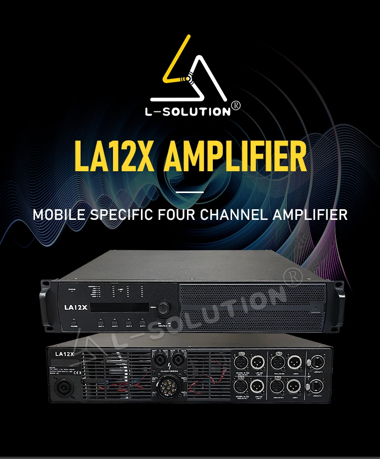 The front and back of L-solution professional performance amplifier LA12X