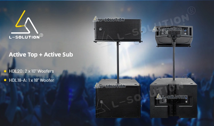 The paremeter display of the speakers size for the combination of L-solution line array system HDL20 & HDL18