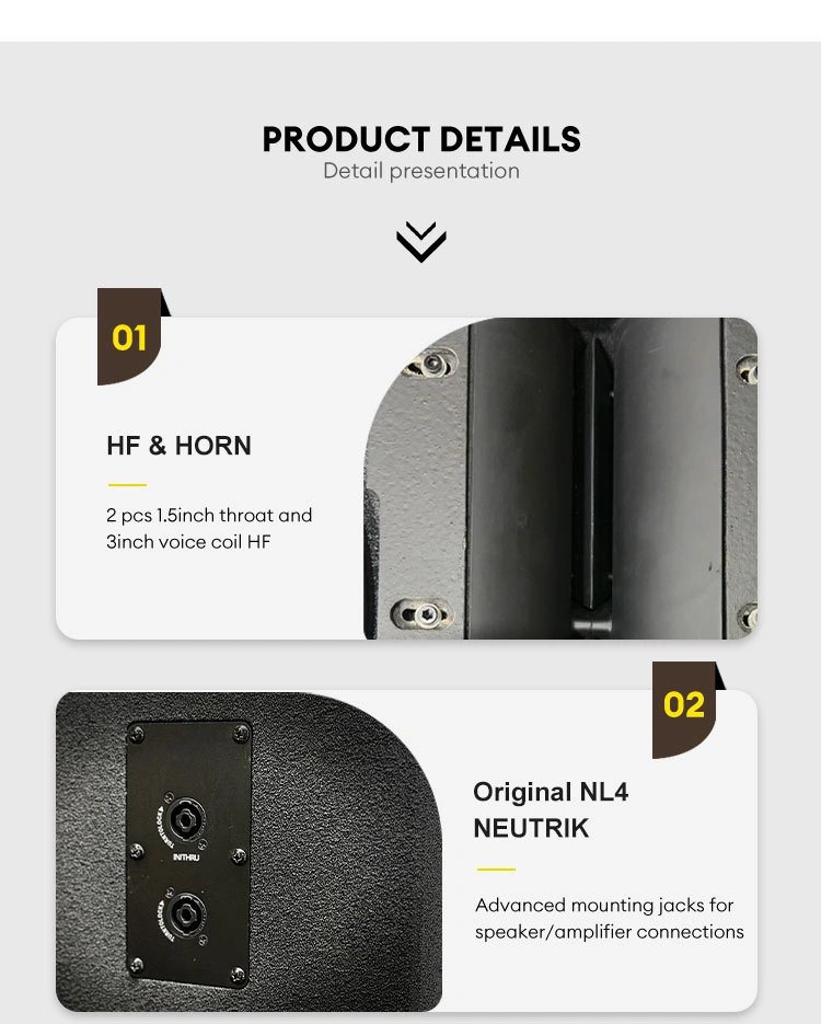 Equipped with high-frequency (HF) horns featuring dual 1.5-inch throats and 3-inch voice coils, original NL4 NEUTRIK connectors, and advanced mounting jacks for secure speaker/amplifier integration, this system delivers crisp, powerful sound.