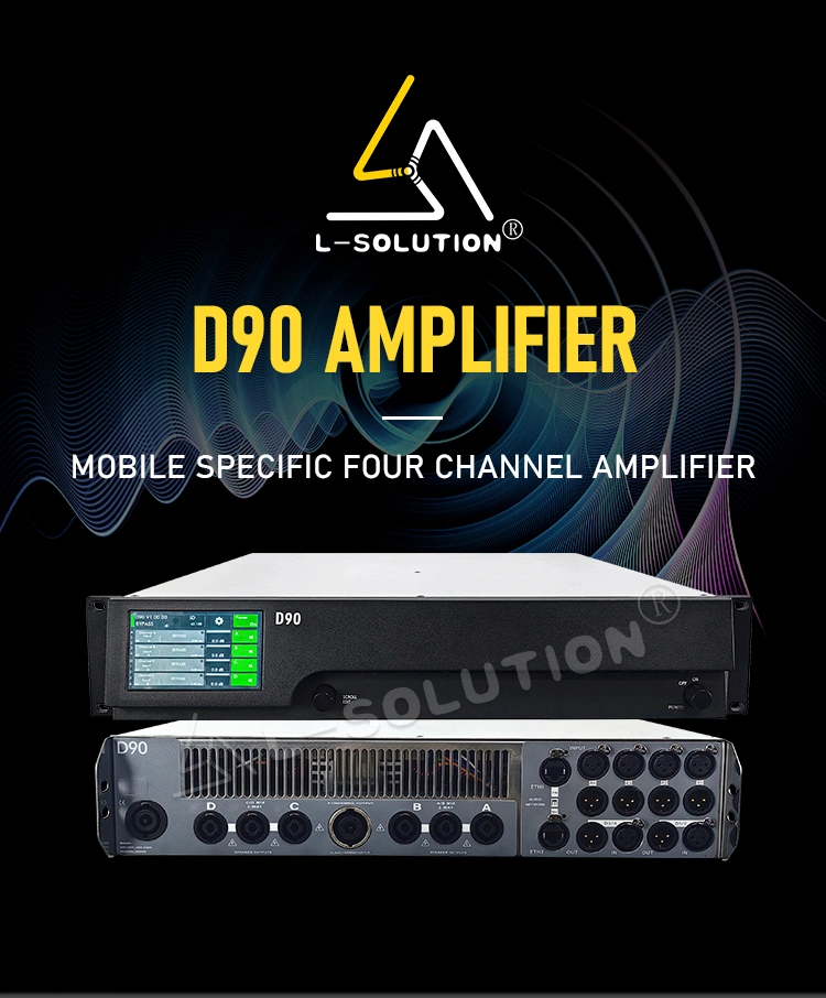 The front and back of L-solution professional performance amplifier D90
