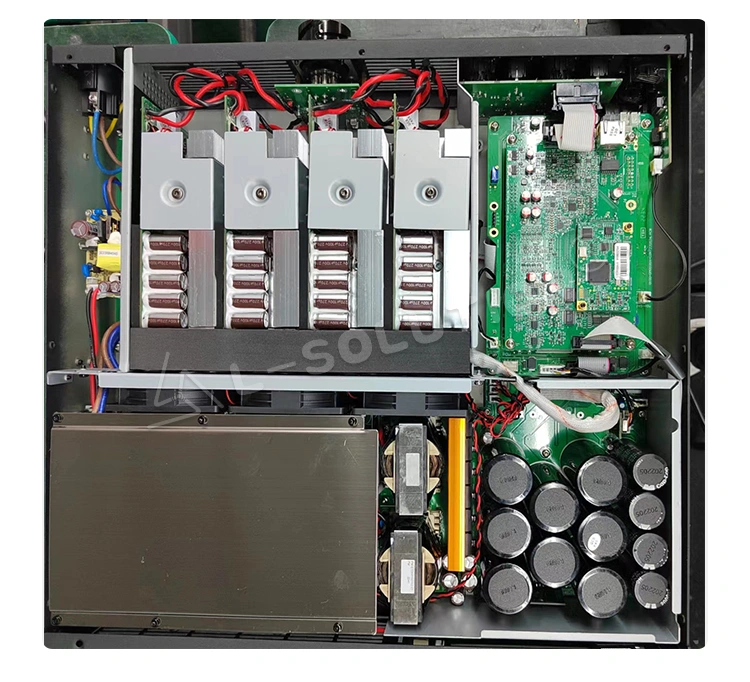 The display of the internal components of L-solution professional amplifier LA12X