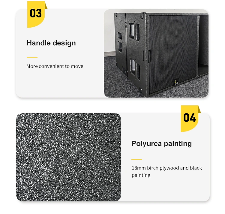 Cuenta con una manija ergonómica para facilitar su transporte, construida con madera contrachapada de abedul de 18 mm de grosor y con un elegante revestimiento de poliuretano negro.