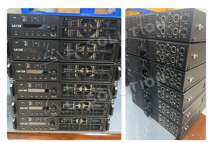 The display of Multiple LA12X professional amplifier