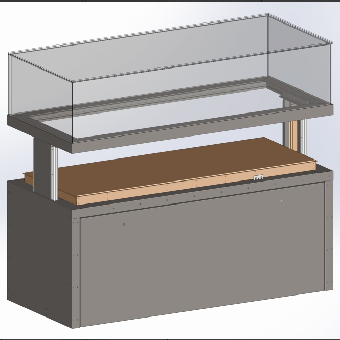 T210 Full base Electric Lift Table Display Case