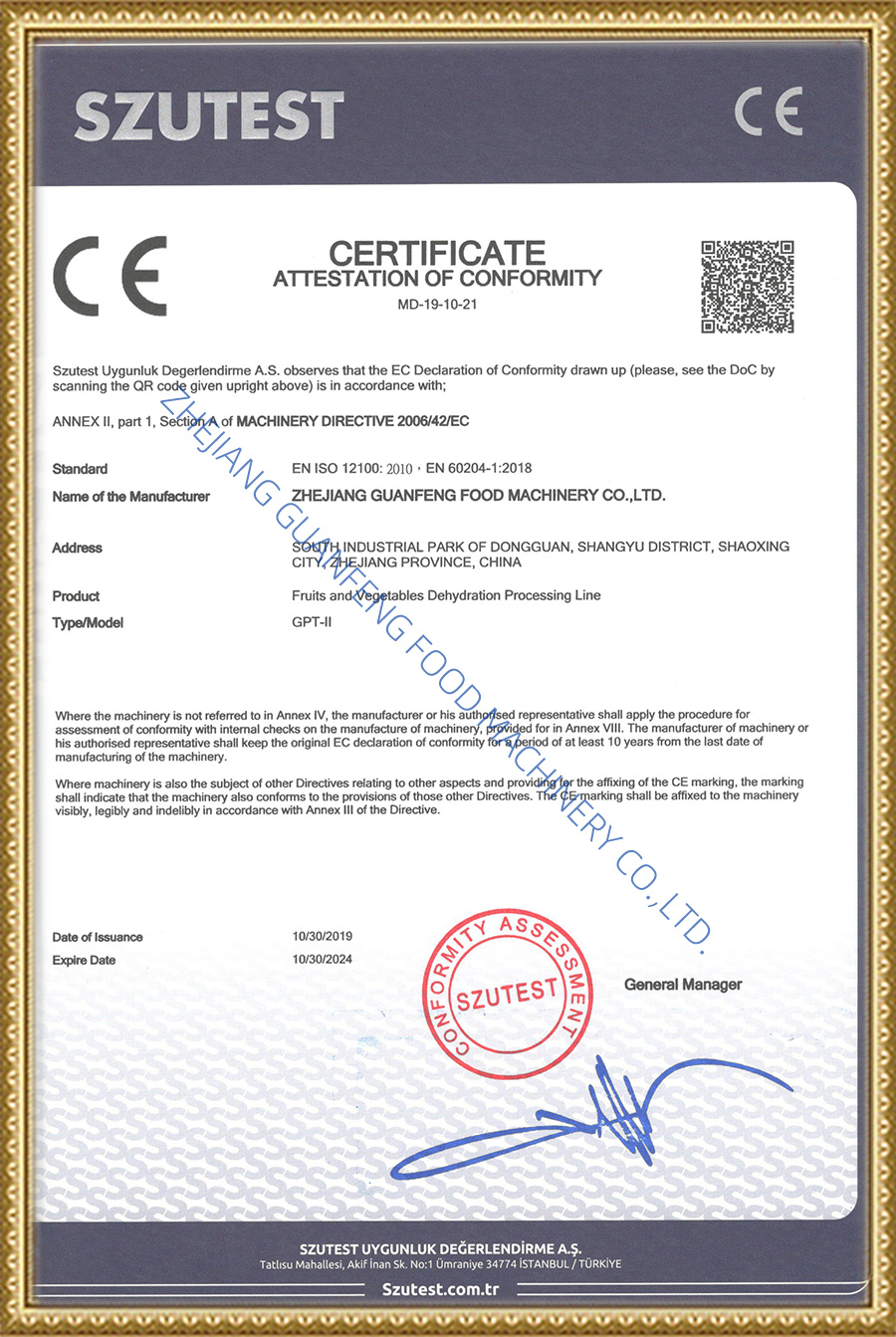 Fruit and vegetable drying production line CE Fruit and vegetable drying production line CE