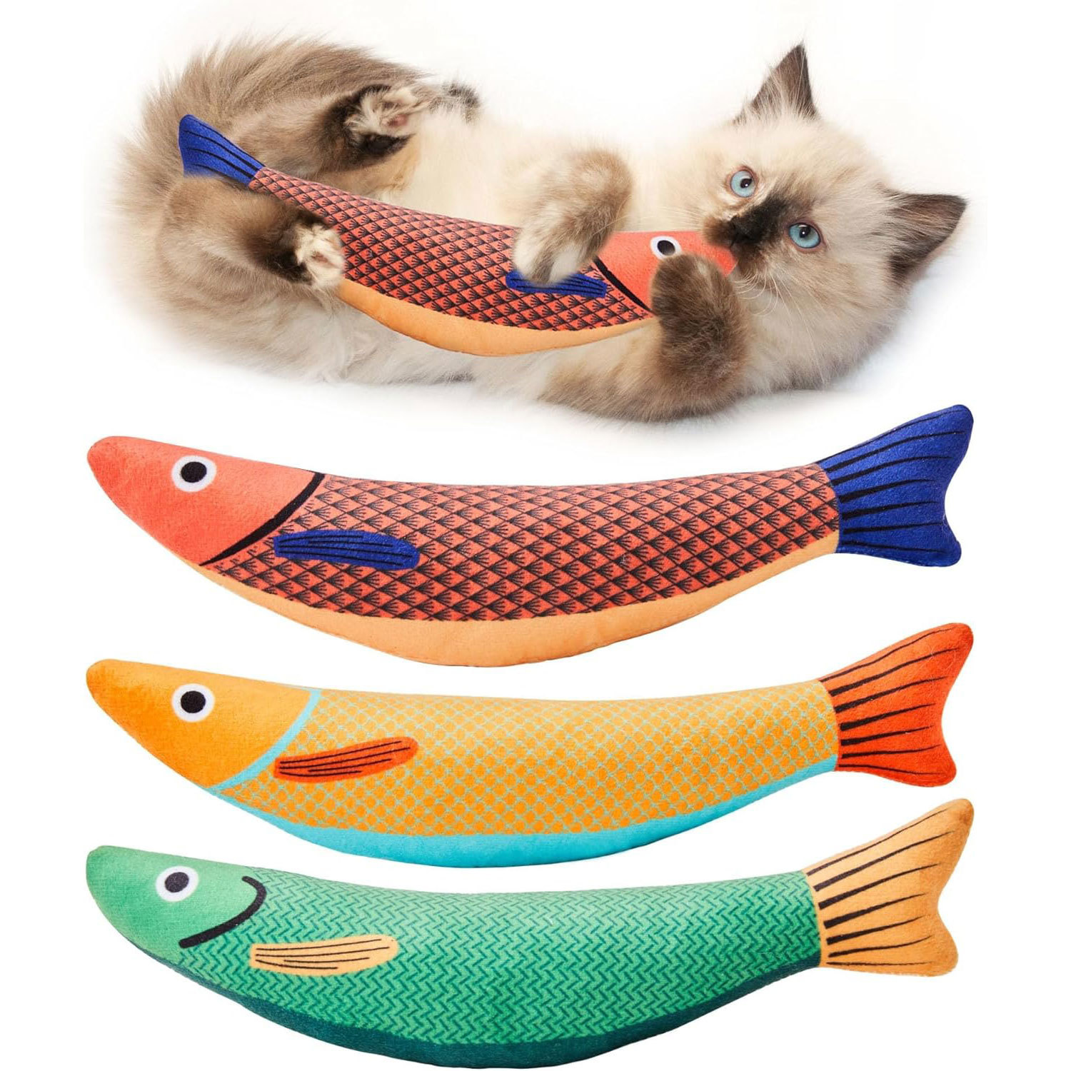 Catnip Crinkle SoundSaury FishCat Toys