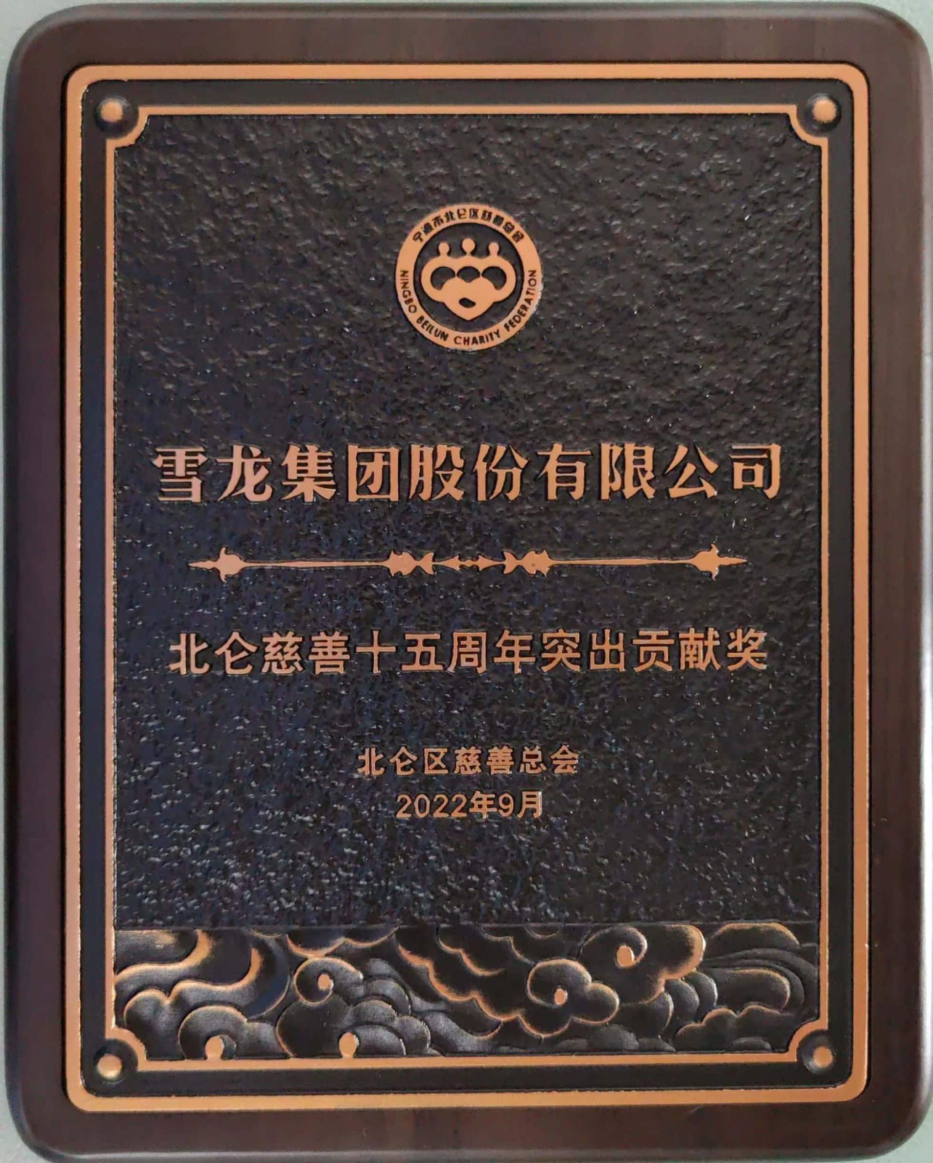 Xuelong Group was awarded the Outstanding Contribution Award for the 15th Anniversary of Beilun Charity.