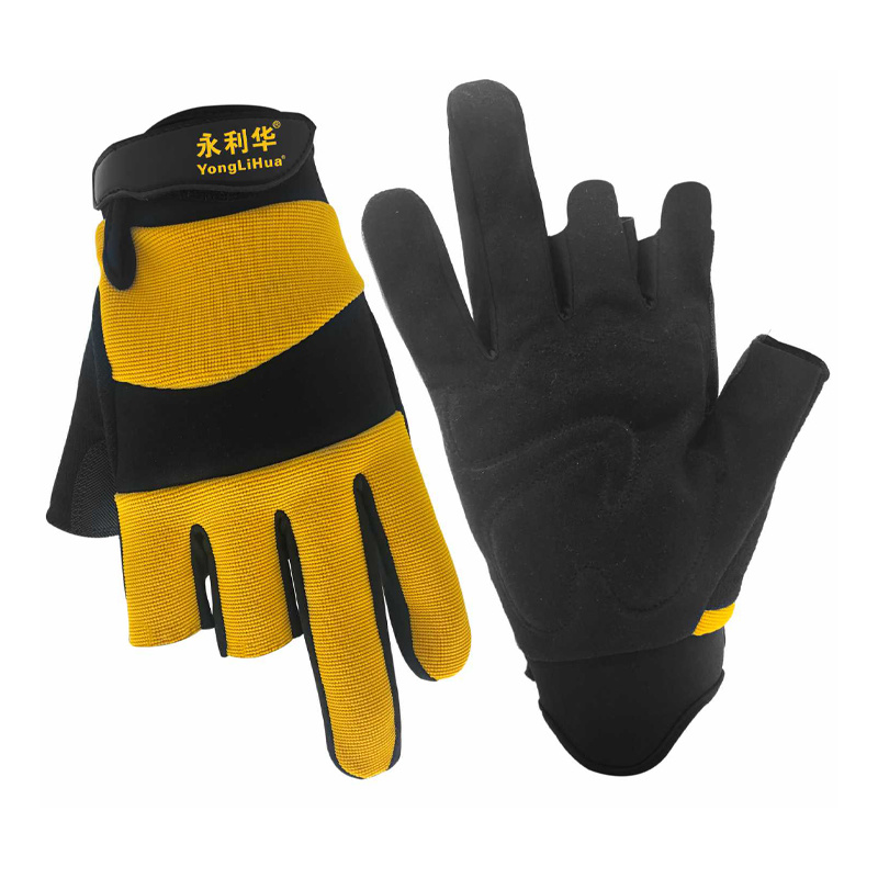 Three fingerless mechanic glove