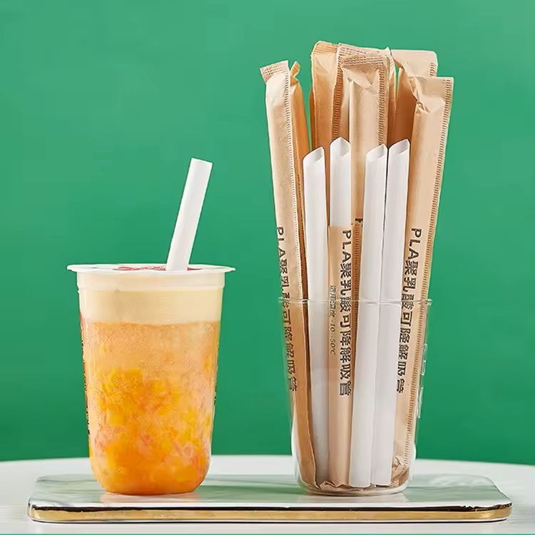 Made with corn tapioca Individually packaged biodegradable PLA straws